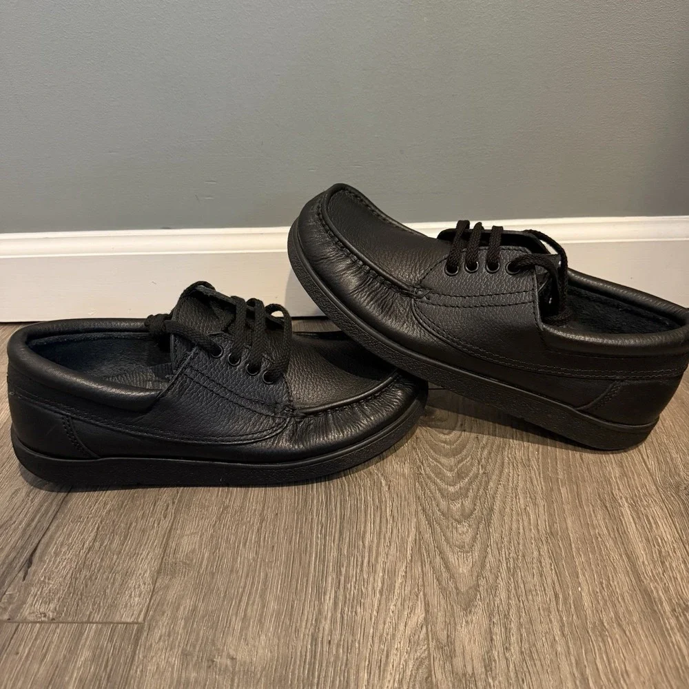 VTG Hitchcock Moc Toe Shoes Mens 9.5  Leather Black Made In Denmark